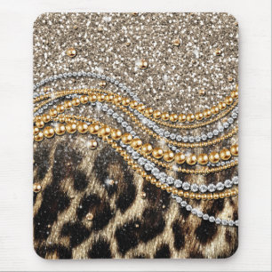 Beautiful trendy girly leopard animal print mouse pad