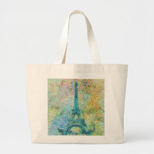 Beautiful trendy girly vintage Eiffel Tower France Large Tote Bag