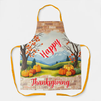 Beautiful Trendy Happy Thanksgiving Fall Apron