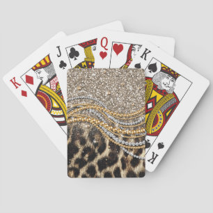 Beautiful Trendy Leopard Faux Animal Print Playing Cards