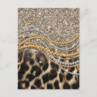 Beautiful Trendy Leopard Faux Animal Print Postcard