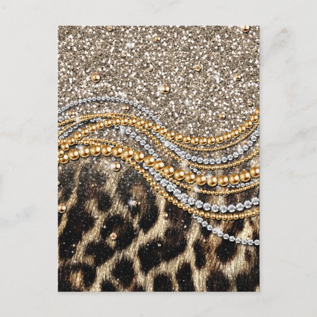 Beautiful Trendy Leopard Faux Animal Print Postcard (Front)