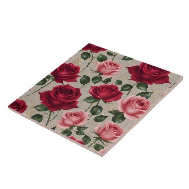 Beautiful Trendy Linen Roses Collection Tile (Side)
