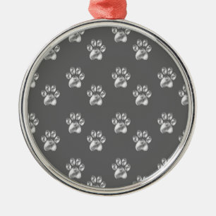 Beautiful trendy paw pattern on dark grey metal tree decoration