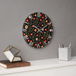 Beautiful Trendy Vintage Floral Collection Large Clock
