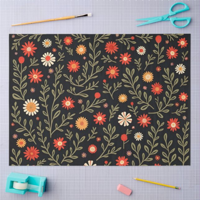 Beautiful Trendy Vintage Floral Collection Tissue Paper (Craft)