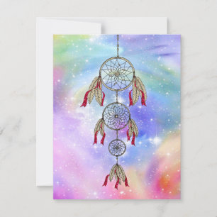 Beautiful trendy whimsical  dream-catcher feathers