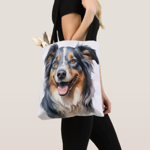 BEAUTIFUL TRI-COLORED AUSTRALIAN SHEPHERD DOG TOTE BAG