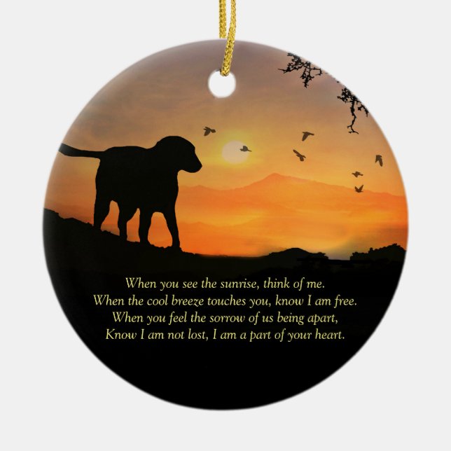 Beautiful Tribute Dog Sympathy Memorial with Name Ceramic Tree Decoration (Front)