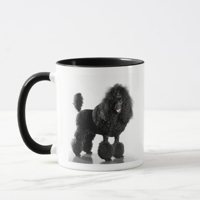Beautiful, trimmed, black, complete poodle body mug (Left)