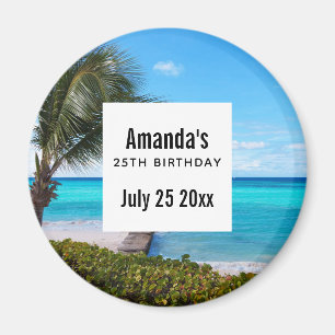 Beautiful Tropical Beach Birthday Party Date Magnet