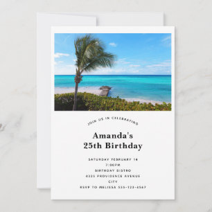 Beautiful Tropical Beach Breezy Palm Tree Birthday Invitation
