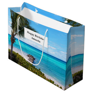 Beautiful Tropical Beach Breezy Palm Tree Birthday Large Gift Bag