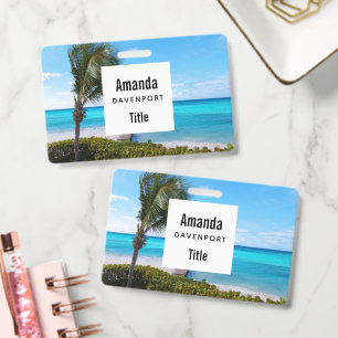 Beautiful Tropical Beach Breezy Palm Tree Business ID Badge