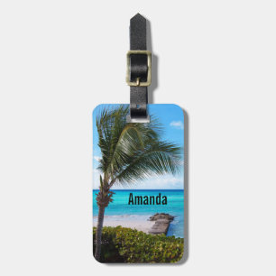 Beautiful Tropical Beach Breezy Palm Tree Luggage Tag