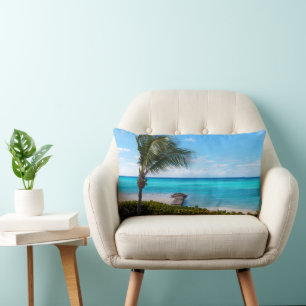 Beautiful Tropical Beach Breezy Palm Tree Lumbar Cushion