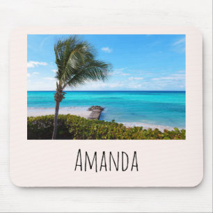 Beautiful Tropical Beach Breezy Palm Tree Mouse Pad