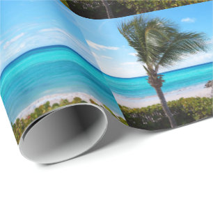 Beautiful Tropical Beach Breezy Palm Tree Pattern Wrapping Paper