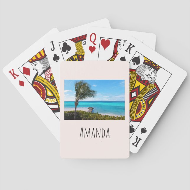 Beautiful Tropical Beach Breezy Palm Tree Playing Cards (Back)