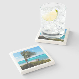 Beautiful Tropical Beach Breezy Palm Tree Stone Coaster