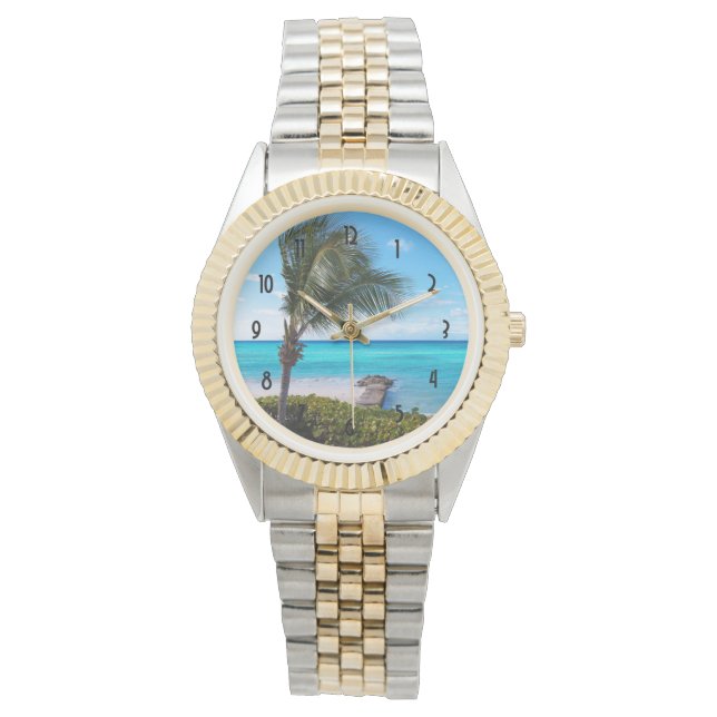 Beautiful Tropical Beach Breezy Palm Tree Watch (Front)
