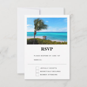 Beautiful Tropical Beach Breezy Palm Tree Wedding RSVP Card