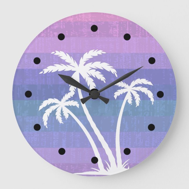 Beautiful Tropical Beach House Large Clock (Front)