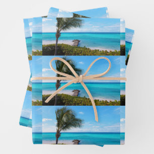 Beautiful Tropical Beach Scenic Photo Pattern Wrapping Paper Sheet