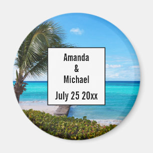 Beautiful Tropical Beach Wedding Date Magnet