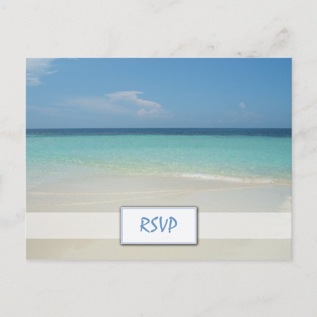 Beautiful Tropical Beach Wedding RSVP Invitation Postcard (Front)