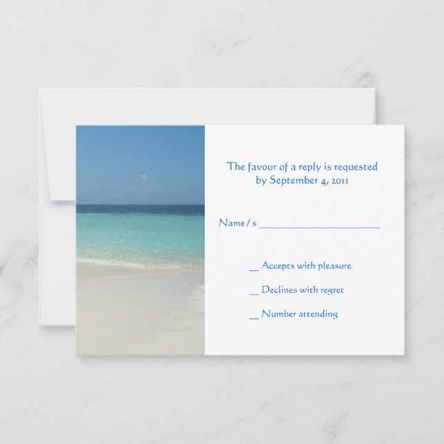 Beautiful Tropical Beach Wedding RSVP -small Card (Front)