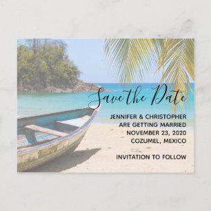 Beautiful Tropical Beach Wedding Save the Date Invitation Postcard