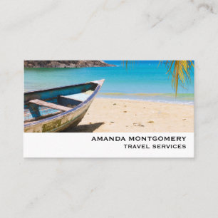 Beautiful Tropical Beach with a Rowboat Business Card
