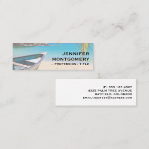 Beautiful Tropical Beach with a Rowboat Mini Business Card