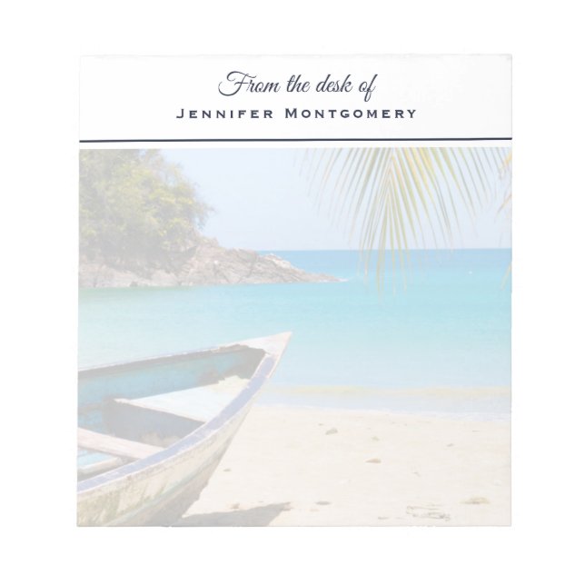Beautiful Tropical Beach with a Rowboat Notepad (Front)