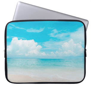 Beautiful tropical beach with blue sky and white c laptop sleeve