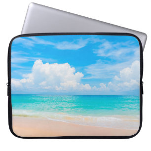 Beautiful tropical beach with blue sky and white c laptop sleeve