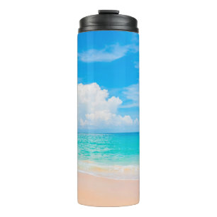 Beautiful tropical beach with blue sky and white c thermal tumbler