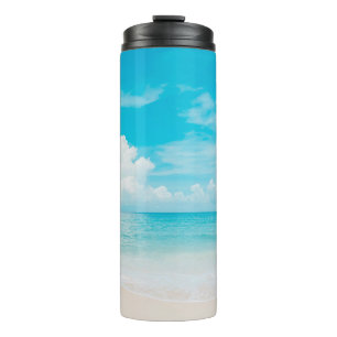 Beautiful tropical beach with blue sky and white c thermal tumbler