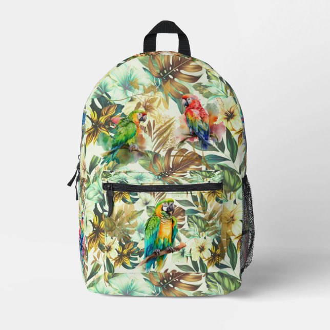 Beautiful Tropical Bird Colourful Foliage Backpack (Front)
