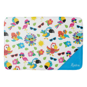 Beautiful Tropical Birds Colorful Paradise Pattern Bath Mat