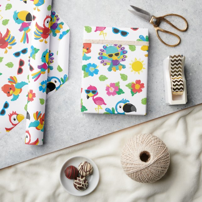 Beautiful Tropical Birds Colourful Paradise Patter Wrapping Paper (Crafts)