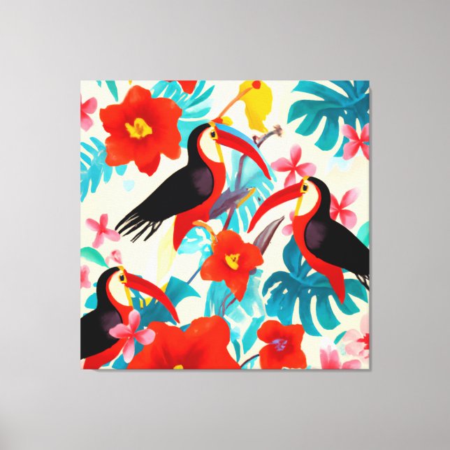 Beautiful tropical birds painting art  canvas pri (Front)