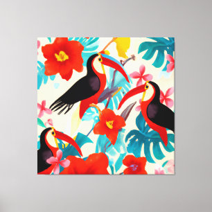 Beautiful tropical birds painting art  canvas pri print
