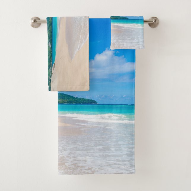 Beautiful Tropical Destination Scenic Beach Bath Towel Set (Insitu)
