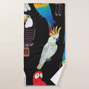 Beautiful tropical exotic parrot birds. vintage se bath towel