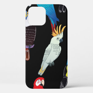 Beautiful tropical exotic parrot birds. vintage se iPhone 12 case