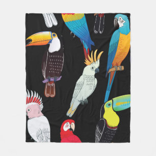 Beautiful tropical exotic parrot birds. vintage se fleece blanket