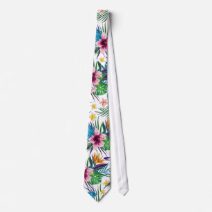 Beautiful tropical floral paint watercolors tie