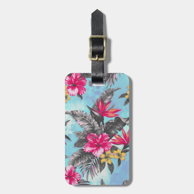 Beautiful tropical floral paint watercolours luggage tag (Front Vertical)